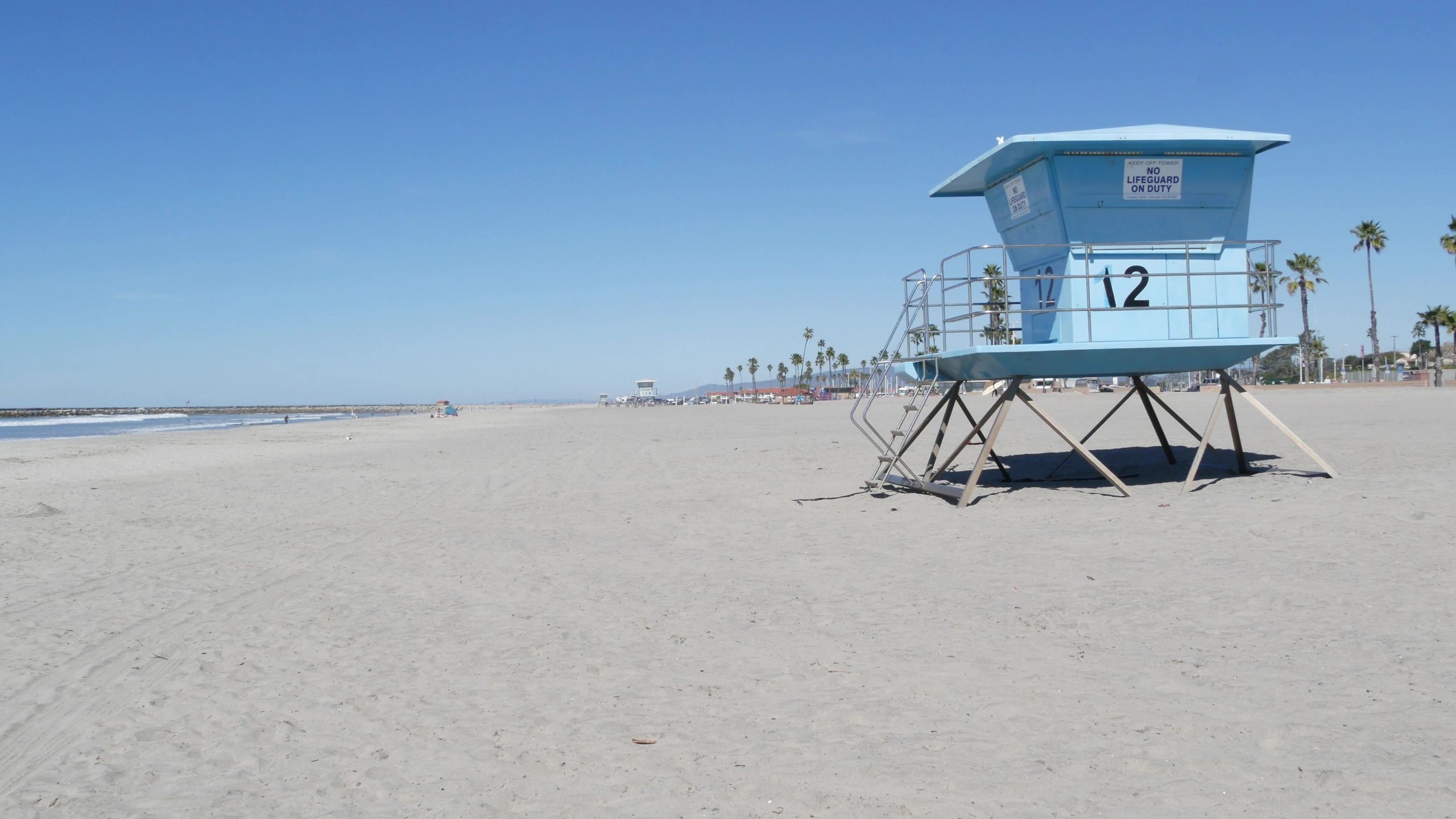 Beach and palm trees in Oceanside, California